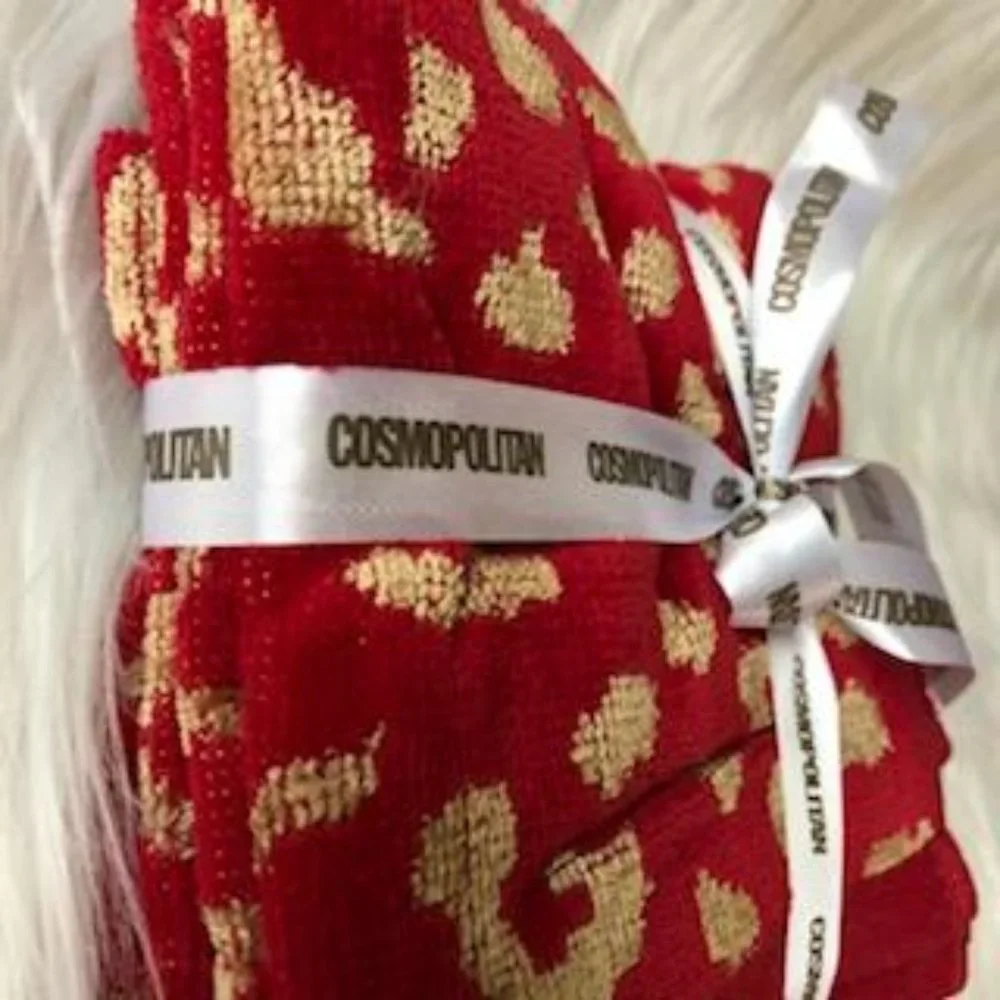 Cosmopolitan Red/Gold Leopard 4 Piece Washcloth Set